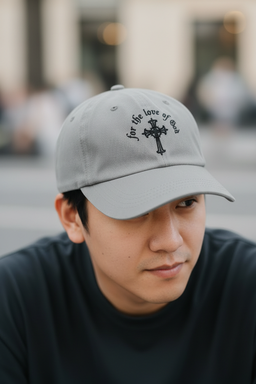 Mobile-optimized close-up of wolf grey hat
