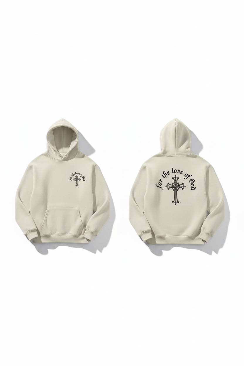 Mobile-optimized cream hoodie front and back view