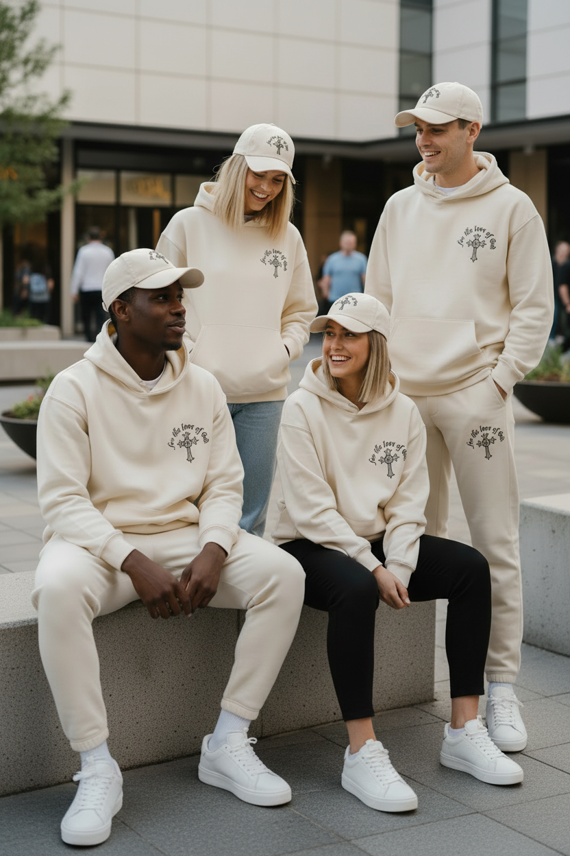 Mobile optimized image of people in For The Love of God hoodies