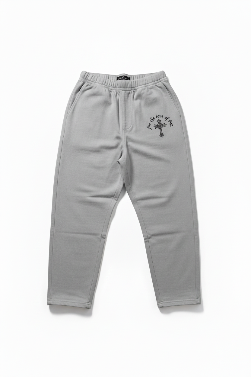 Wolf grey loose pants with logo